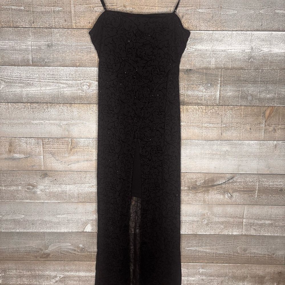Next Up large Y2K fairy goth whimsigoth Black maxi Dress prom velvet burnout